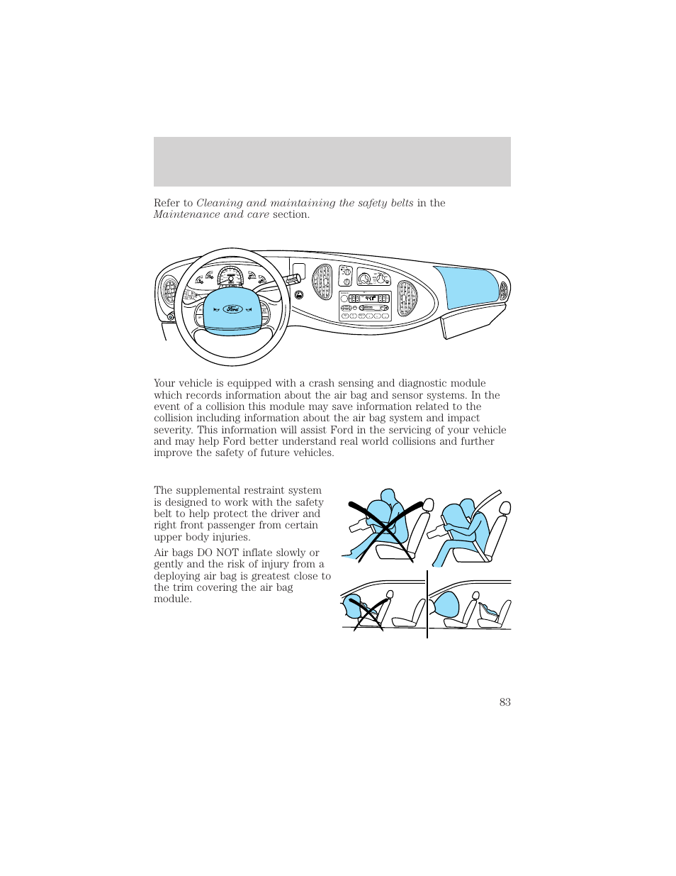 Seating and safety restraints, 18 8 h l, Am fm bass treb bal fade | FORD 2001 E-450 User Manual | Page 83 / 224