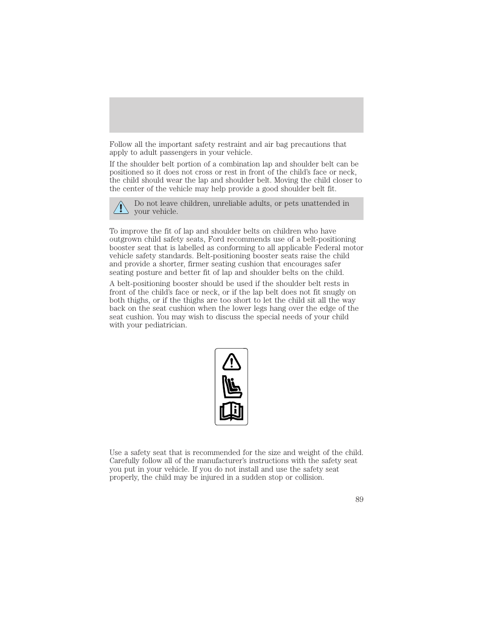 Seating and safety restraints | FORD 2001 E-450 User Manual | Page 89 / 224