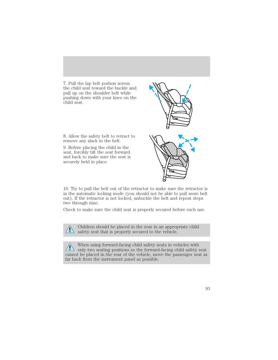 Seating and safety restraints | FORD 2001 E-450 User Manual | Page 93 / 224