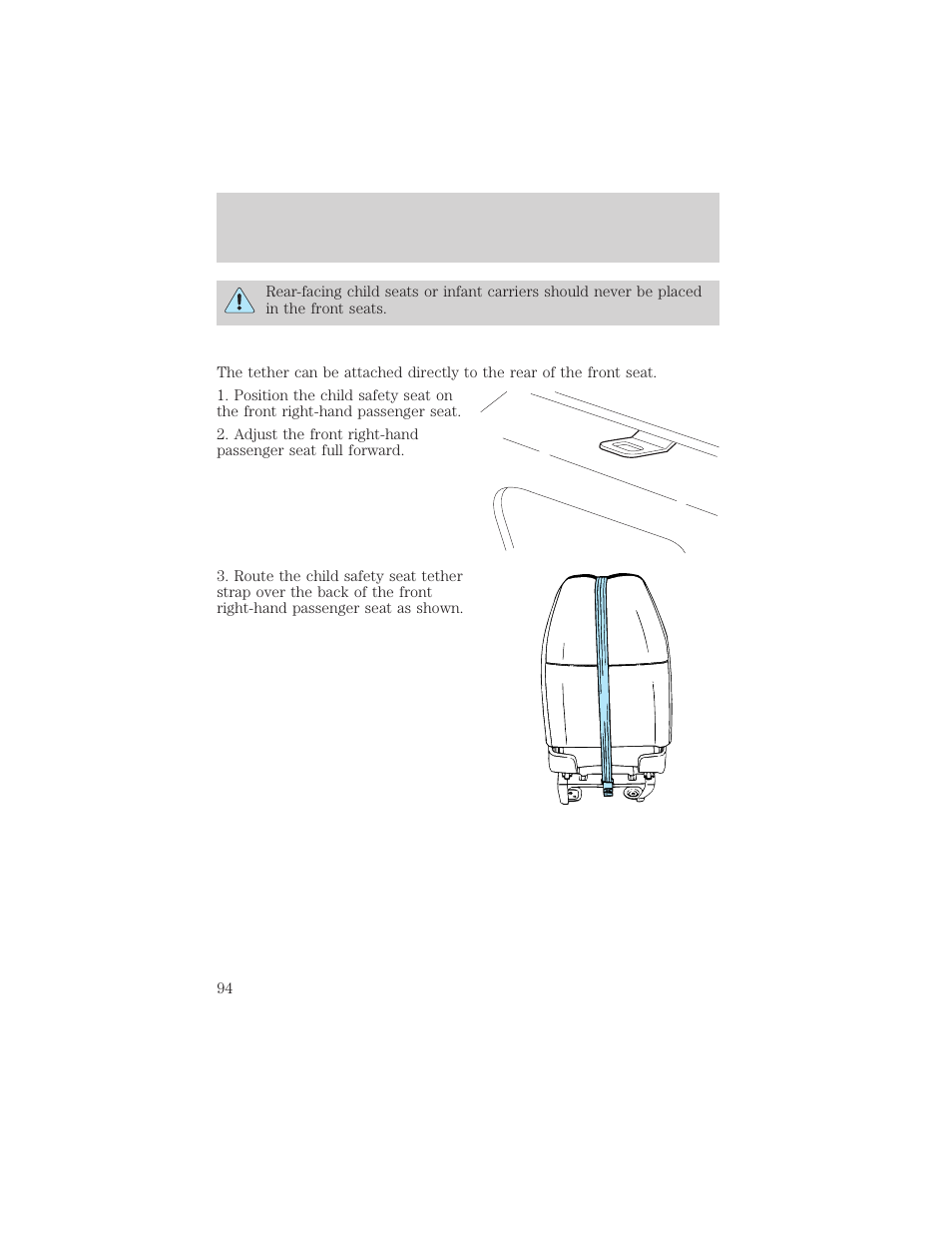 Seating and safety restraints | FORD 2001 E-450 User Manual | Page 94 / 224