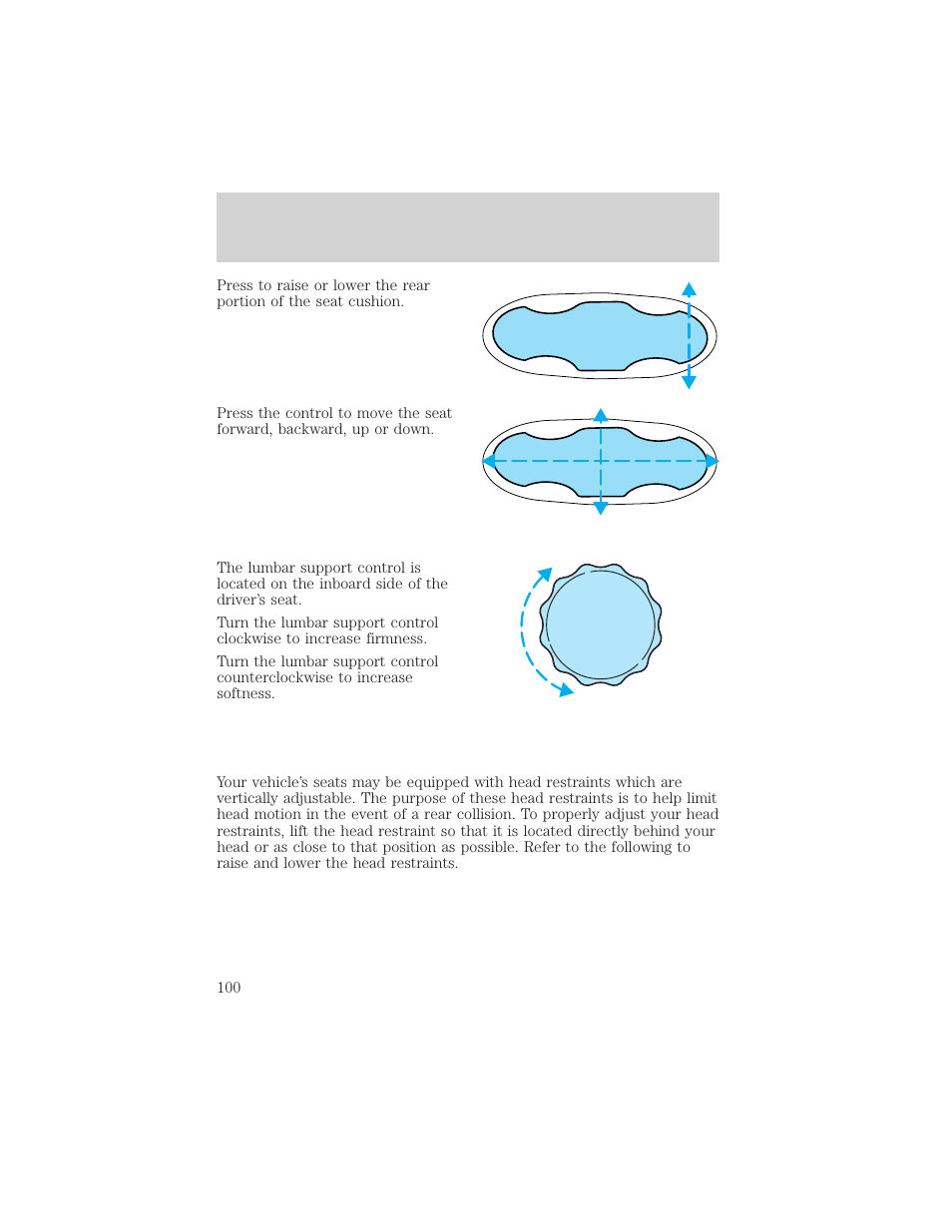 Seating and safety restraints | FORD 2001 Escape User Manual | Page 100 / 280