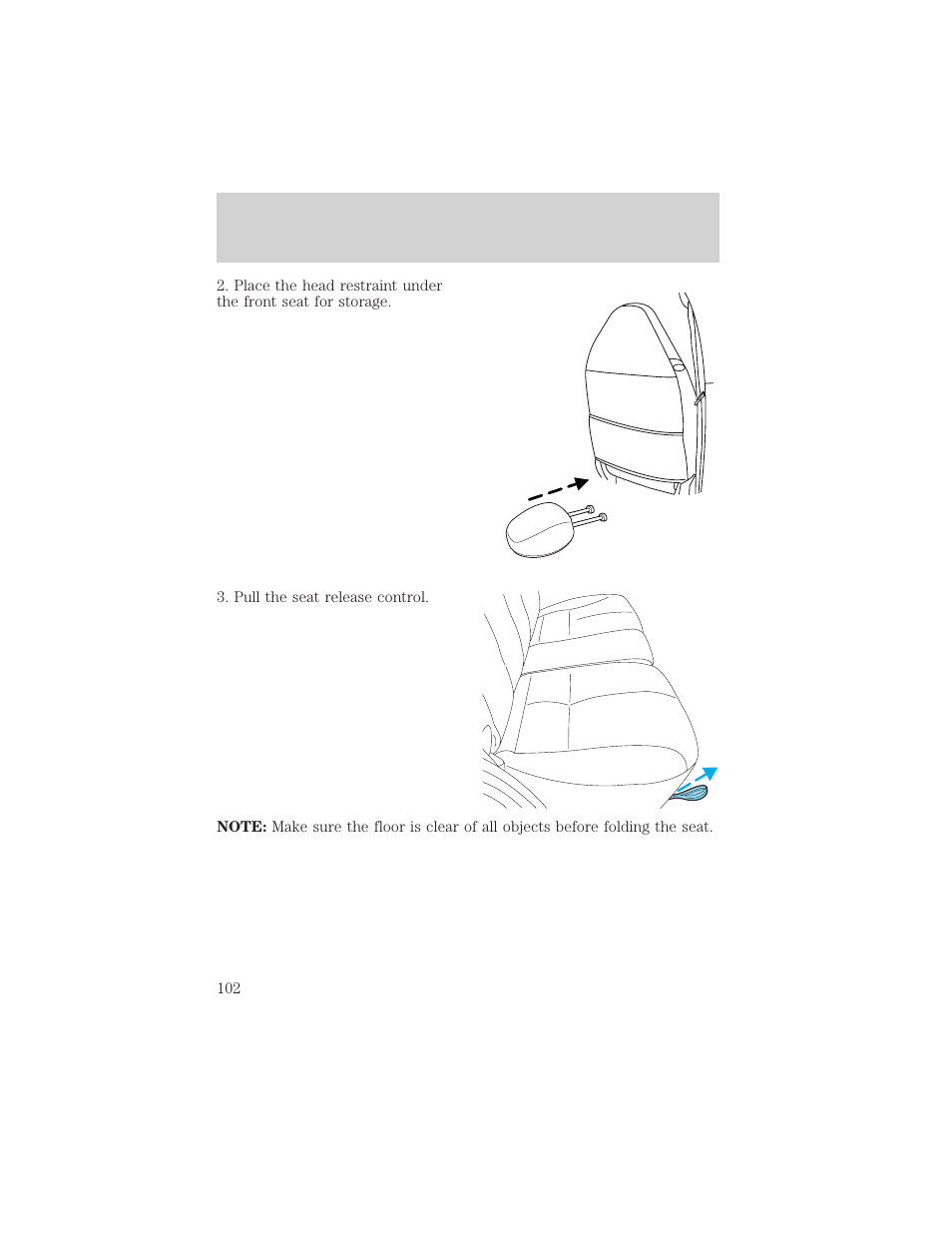 Seating and safety restraints | FORD 2001 Escape User Manual | Page 102 / 280