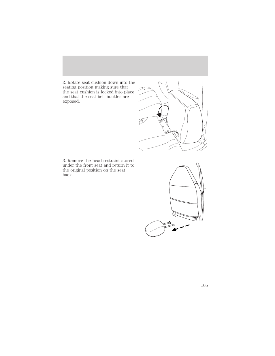 Seating and safety restraints | FORD 2001 Escape User Manual | Page 105 / 280