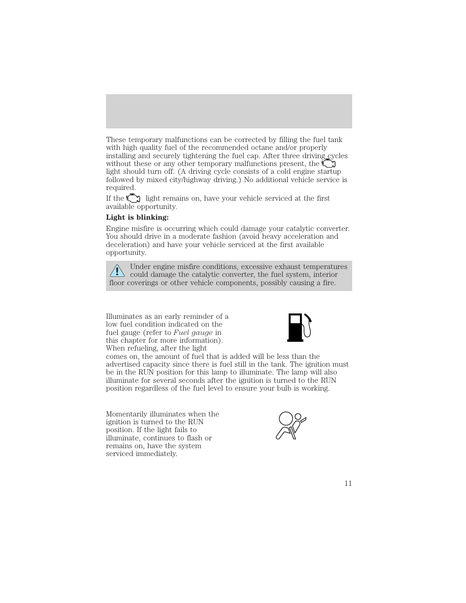 Instrumentation | FORD 2001 Escape User Manual | Page 11 / 280