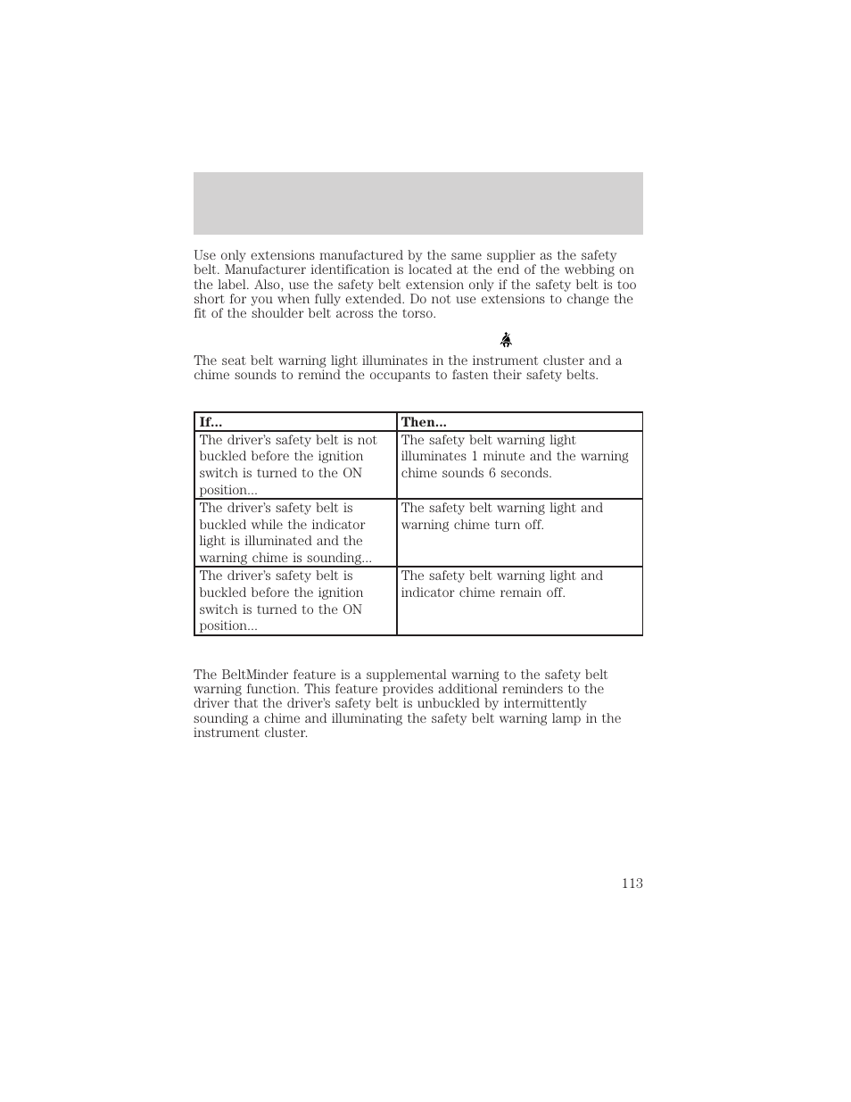 Seating and safety restraints | FORD 2001 Escape User Manual | Page 113 / 280