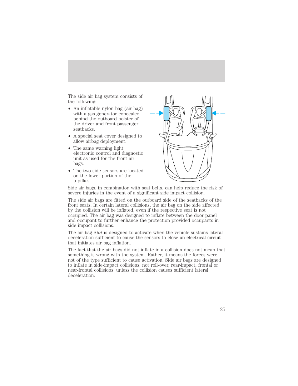 Seating and safety restraints | FORD 2001 Escape User Manual | Page 125 / 280