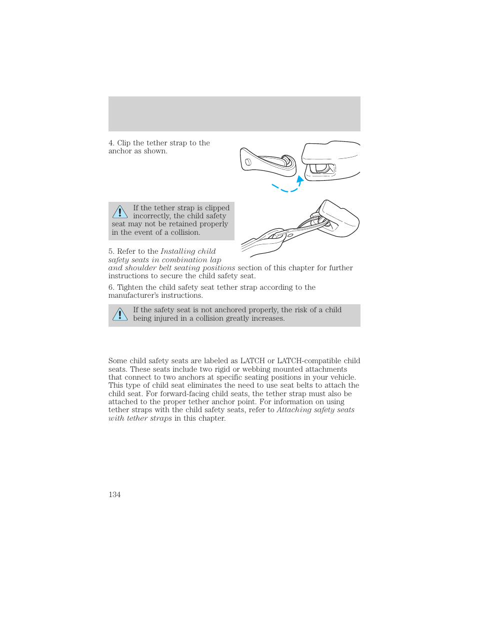 Seating and safety restraints | FORD 2001 Escape User Manual | Page 134 / 280