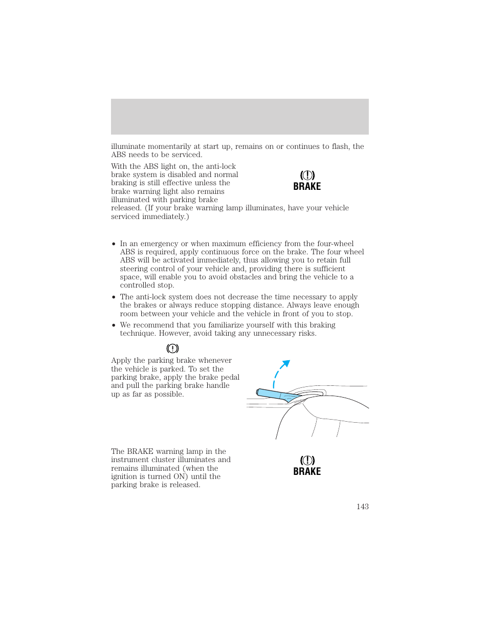 Driving | FORD 2001 Escape User Manual | Page 143 / 280