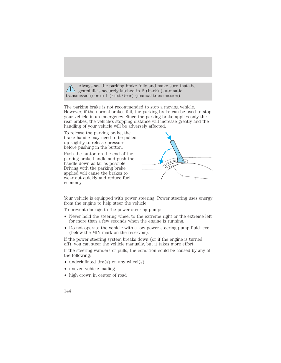 Driving | FORD 2001 Escape User Manual | Page 144 / 280