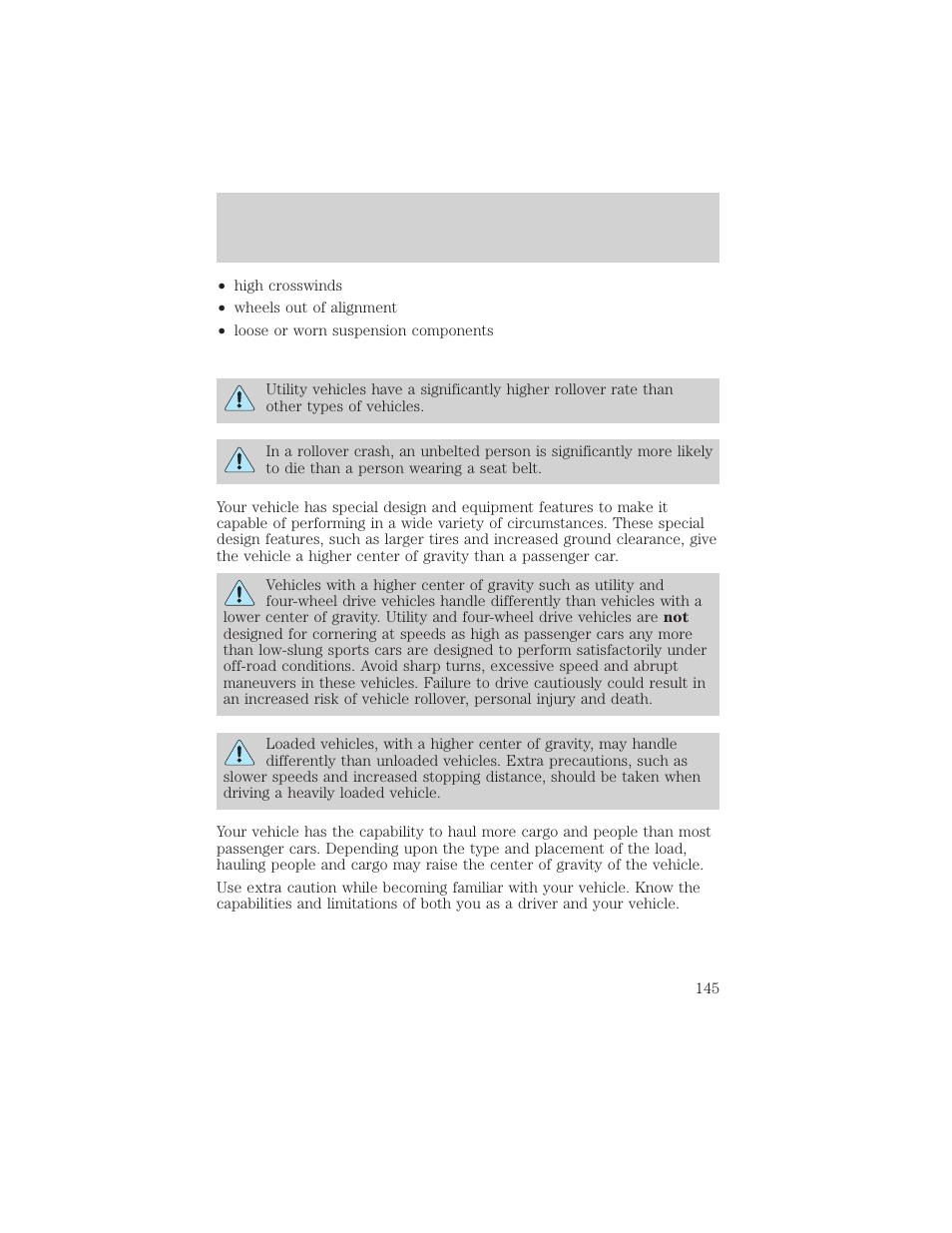 Driving | FORD 2001 Escape User Manual | Page 145 / 280