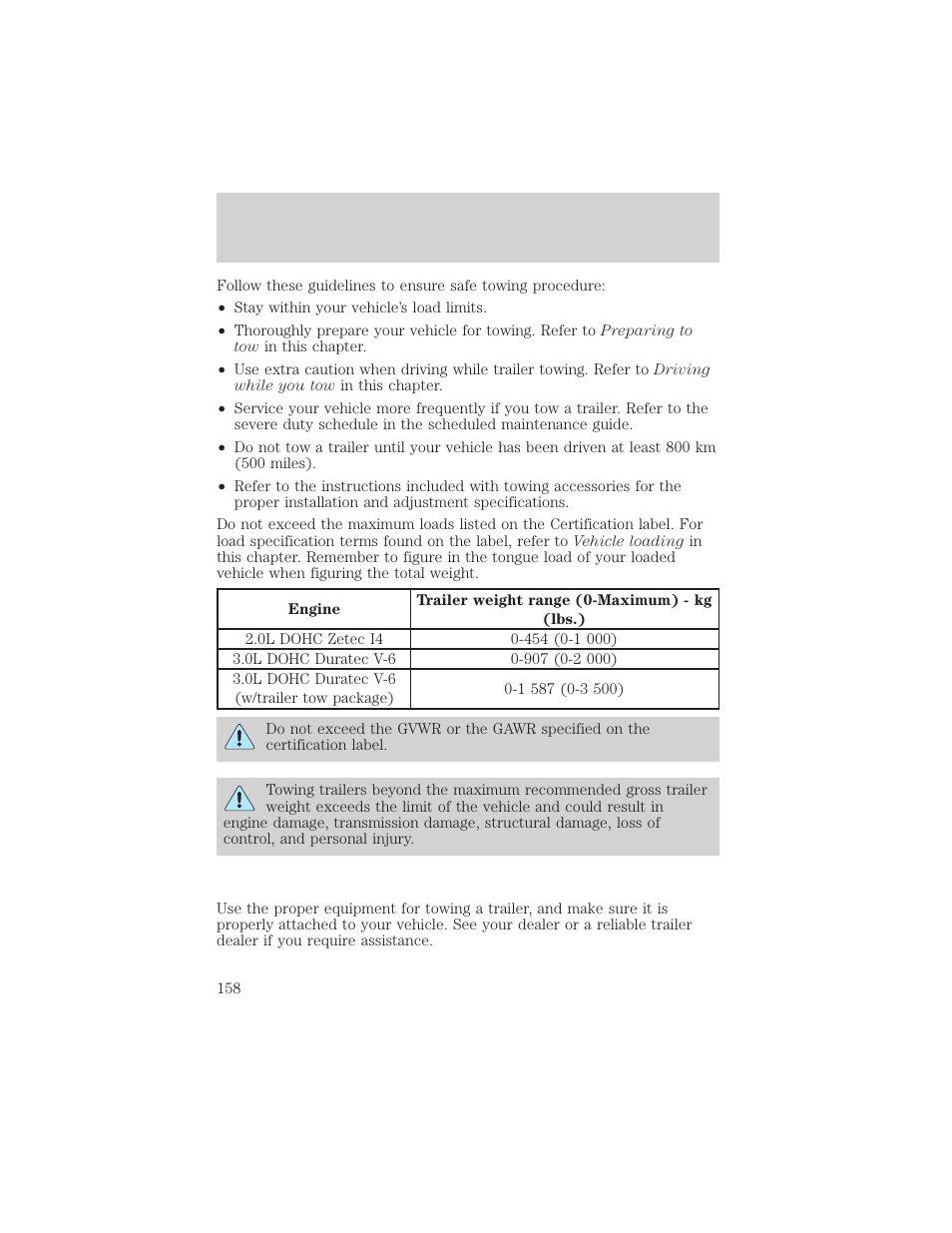 Driving | FORD 2001 Escape User Manual | Page 158 / 280