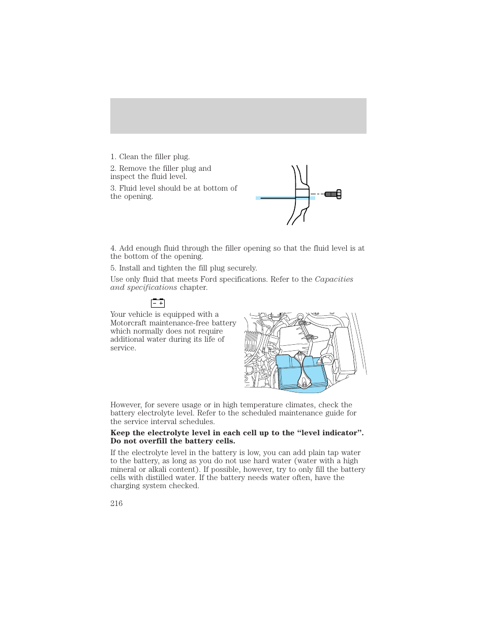 Maintenance and care | FORD 2001 Escape User Manual | Page 216 / 280