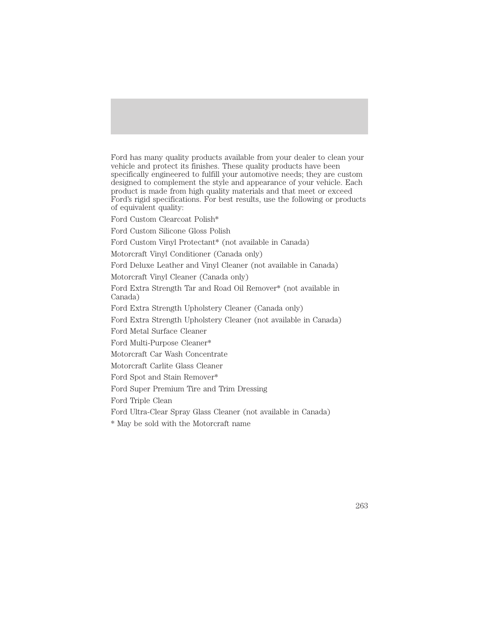 Customer assistance | FORD 2001 Escape User Manual | Page 263 / 280