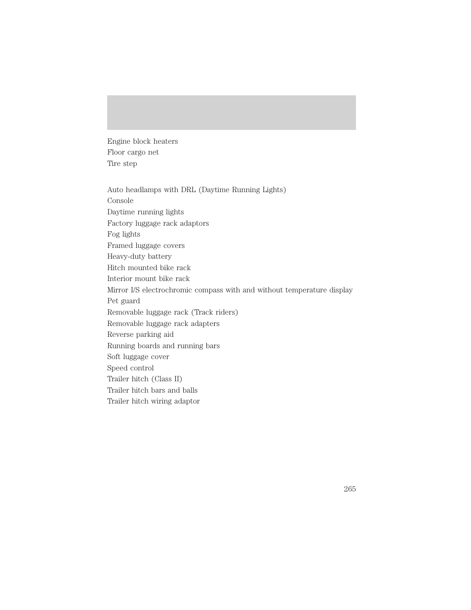 Customer assistance | FORD 2001 Escape User Manual | Page 265 / 280