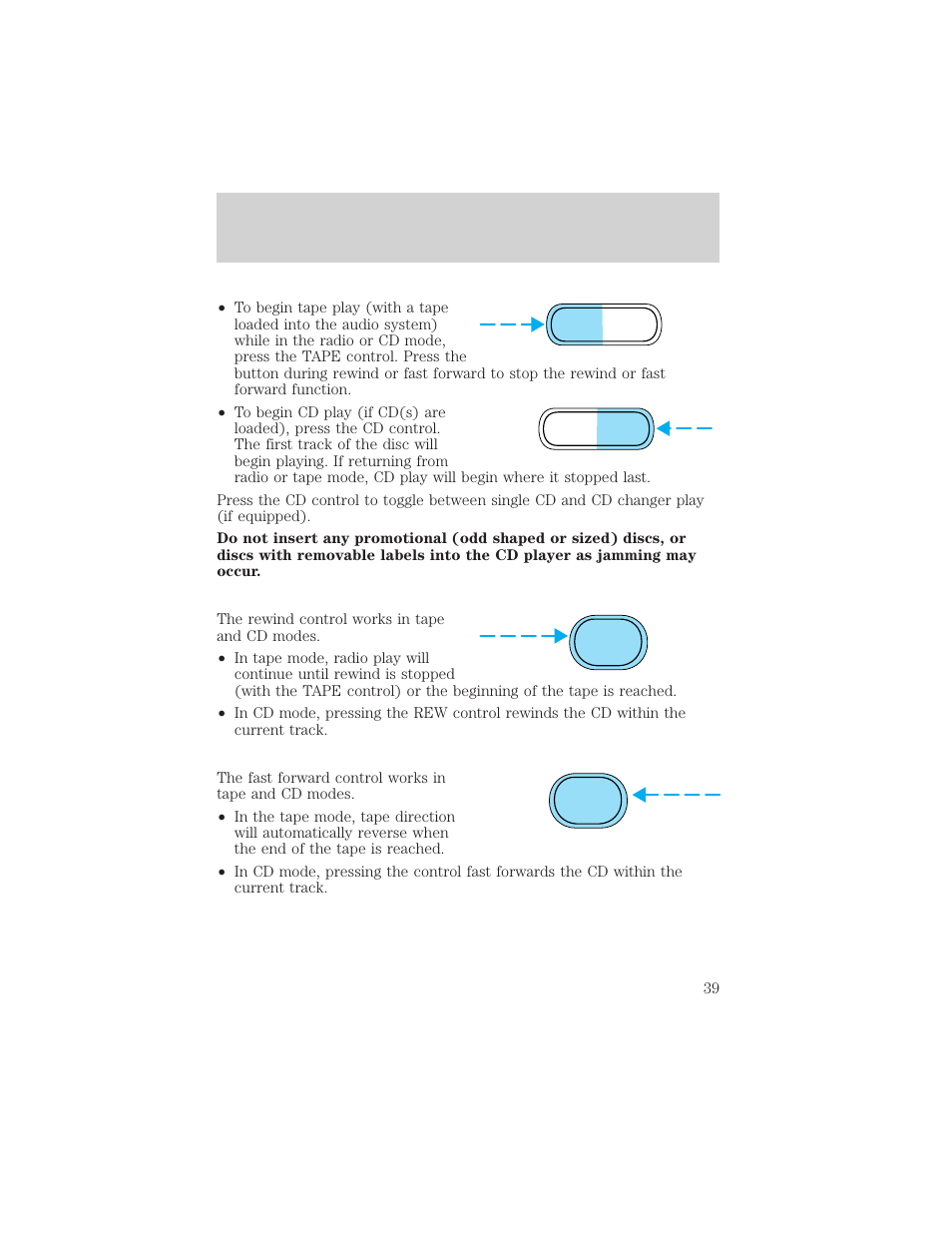 Controls and features | FORD 2001 Escape User Manual | Page 39 / 280