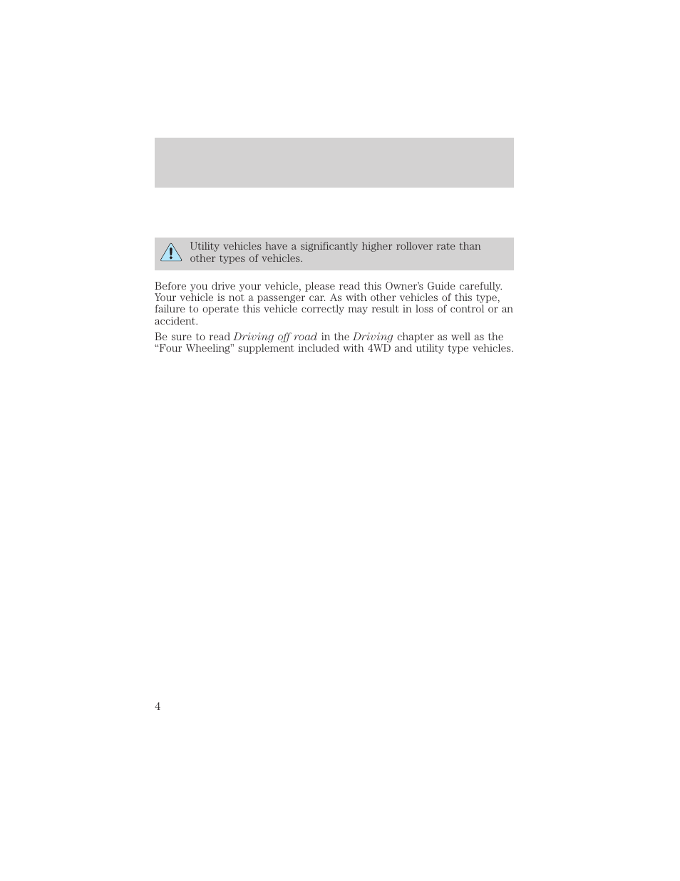 Introduction | FORD 2001 Escape User Manual | Page 4 / 280