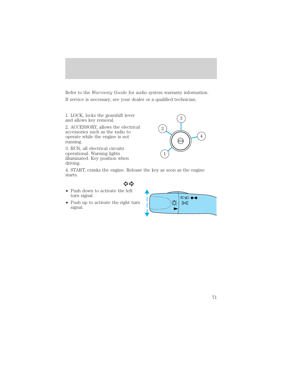 Controls and features | FORD 2001 Escape User Manual | Page 71 / 280