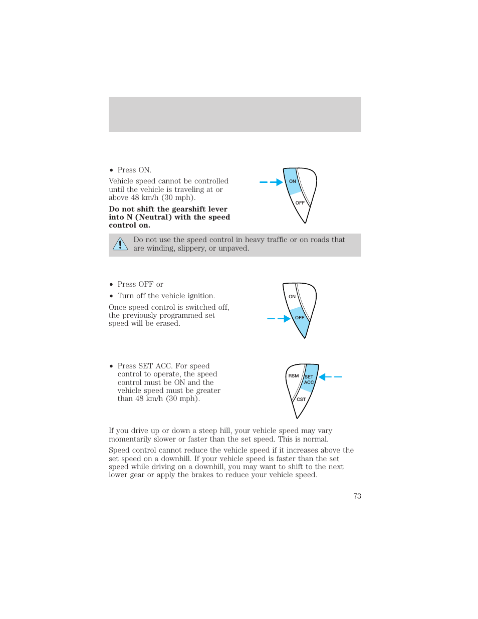 Controls and features | FORD 2001 Escape User Manual | Page 73 / 280