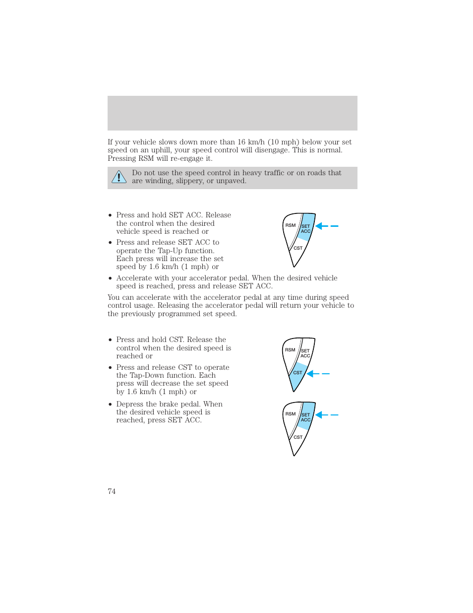 Controls and features | FORD 2001 Escape User Manual | Page 74 / 280