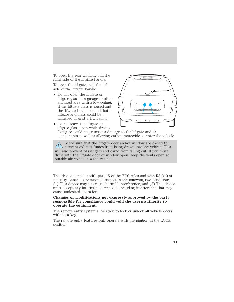 Controls and features | FORD 2001 Escape User Manual | Page 89 / 280