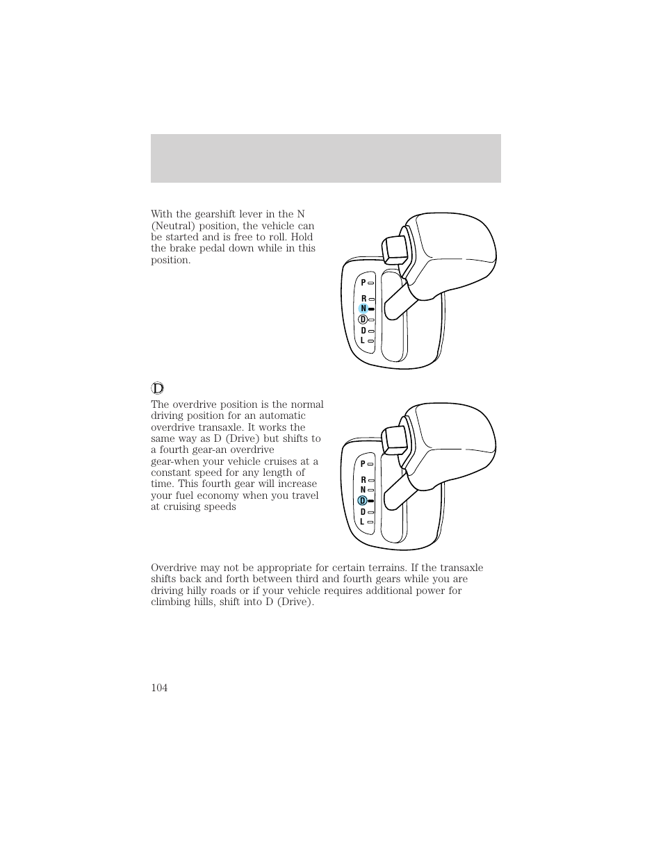 Driving | FORD 2001 Escort User Manual | Page 104 / 216