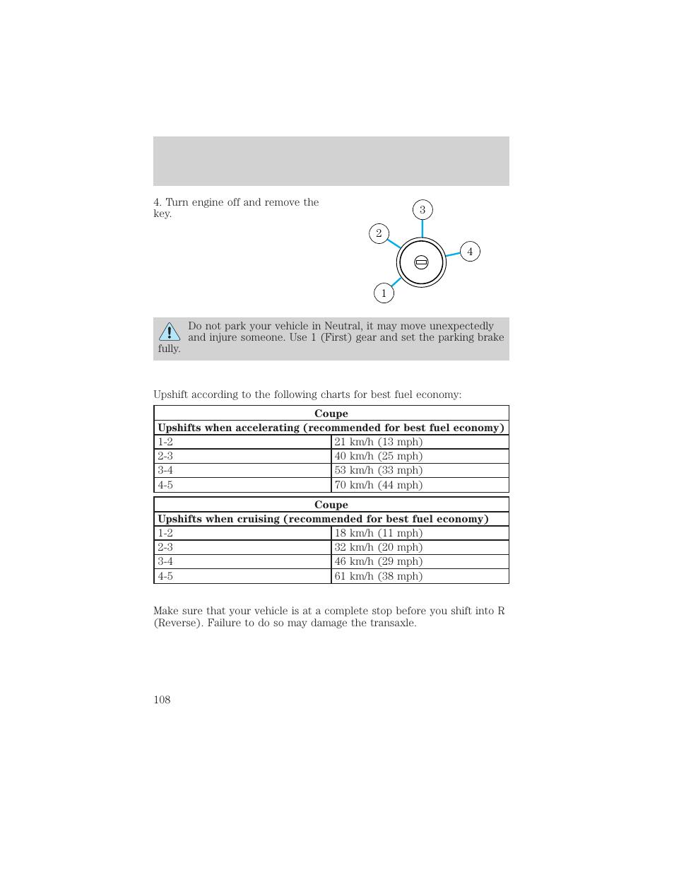 Driving | FORD 2001 Escort User Manual | Page 108 / 216