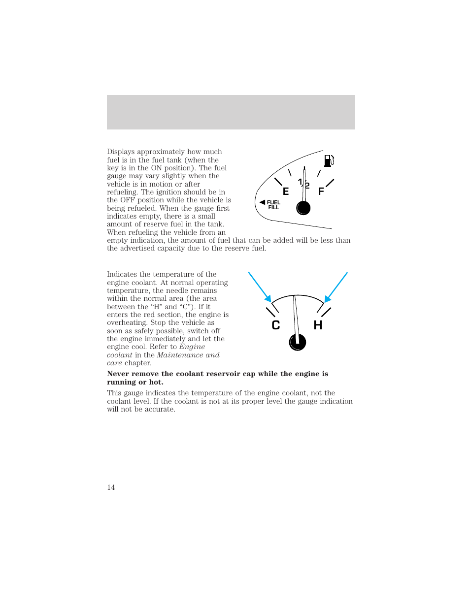 Instrumentation | FORD 2001 Escort User Manual | Page 14 / 216