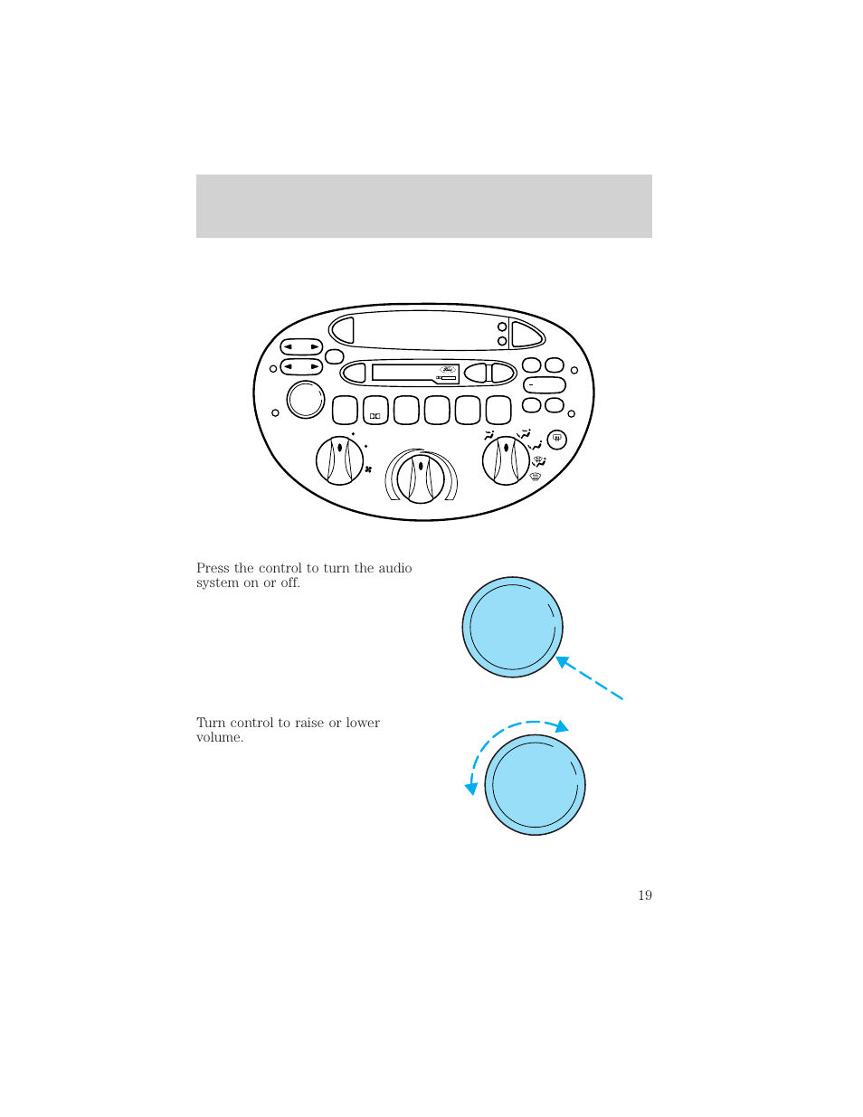 Controls and features, Vol push on vol push on, Dolby b nr | FORD 2001 Escort User Manual | Page 19 / 216