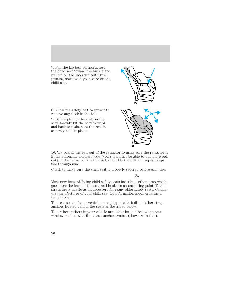 Seating and safety restraints | FORD 2001 Escort User Manual | Page 90 / 216