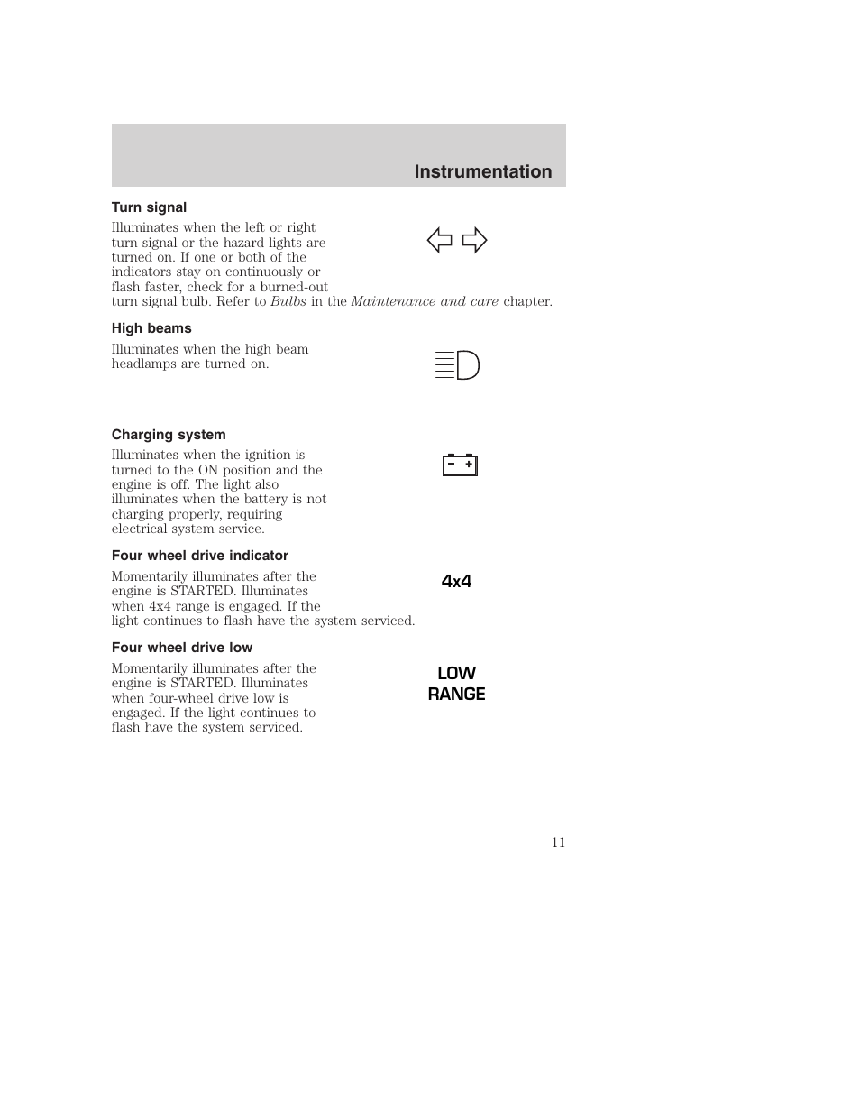 Instrumentation | FORD 2001 Excursion v.2 User Manual | Page 11 / 248