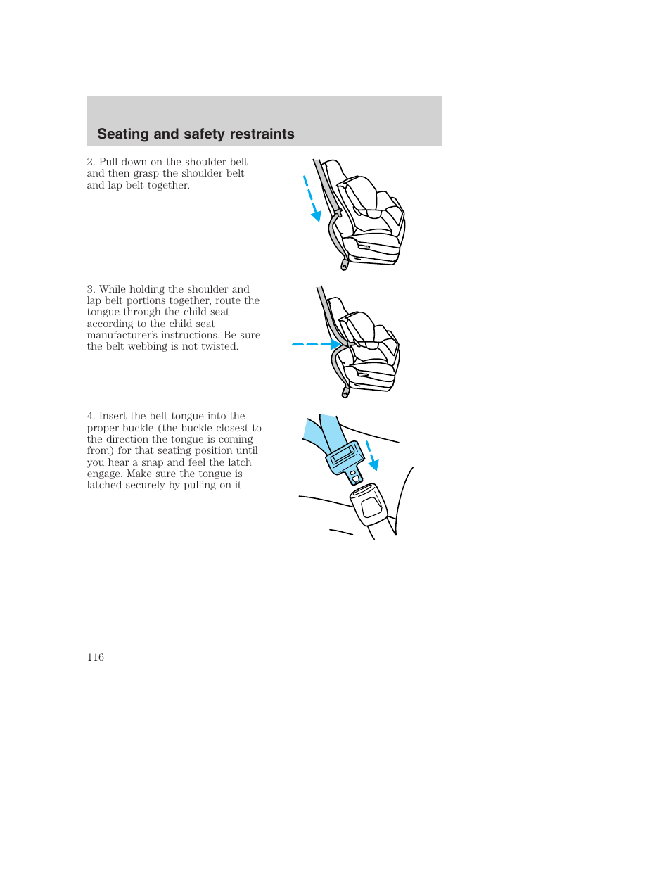 Seating and safety restraints | FORD 2001 Excursion v.2 User Manual | Page 116 / 248