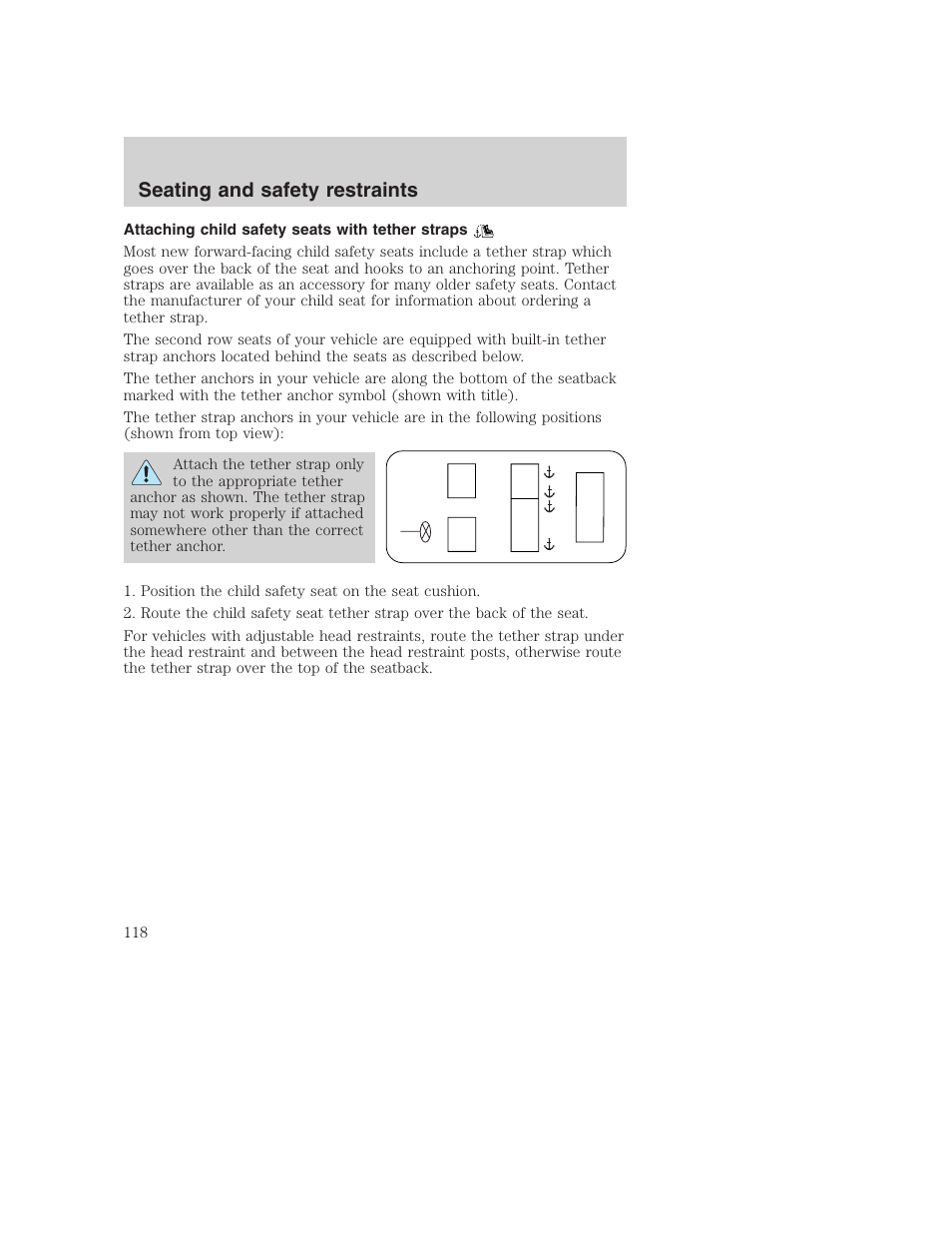 Seating and safety restraints | FORD 2001 Excursion v.2 User Manual | Page 118 / 248