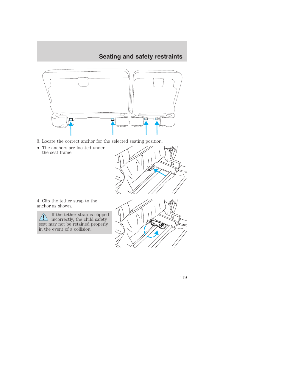 Seating and safety restraints | FORD 2001 Excursion v.2 User Manual | Page 119 / 248