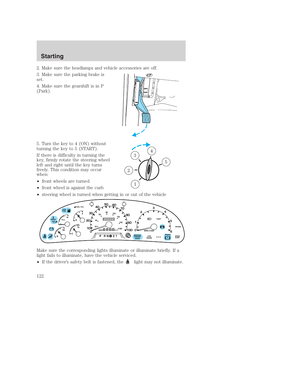 Starting | FORD 2001 Excursion v.2 User Manual | Page 122 / 248