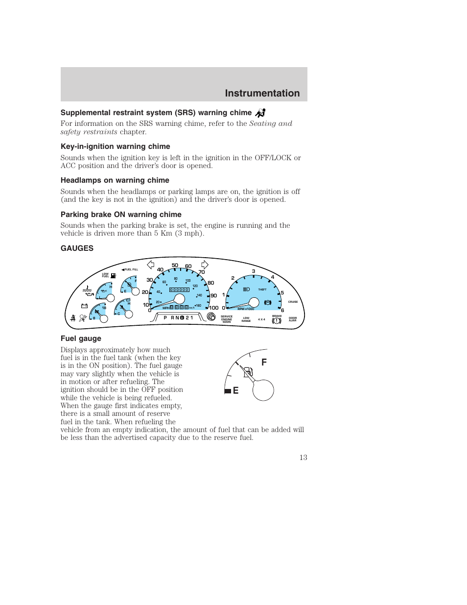 Instrumentation | FORD 2001 Excursion v.2 User Manual | Page 13 / 248