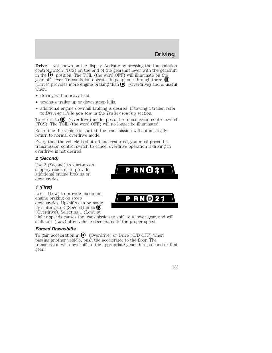 Driving | FORD 2001 Excursion v.2 User Manual | Page 131 / 248