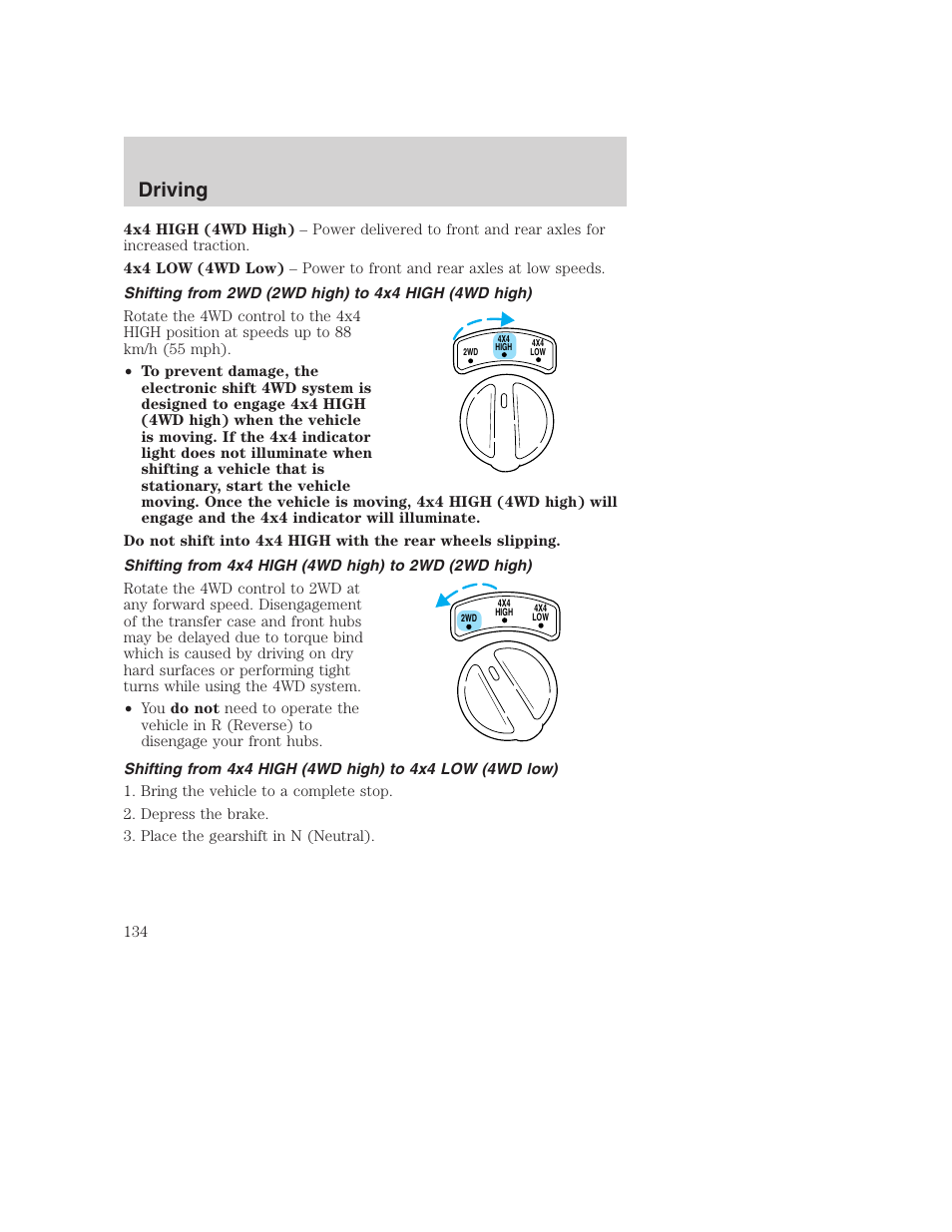 Driving | FORD 2001 Excursion v.2 User Manual | Page 134 / 248