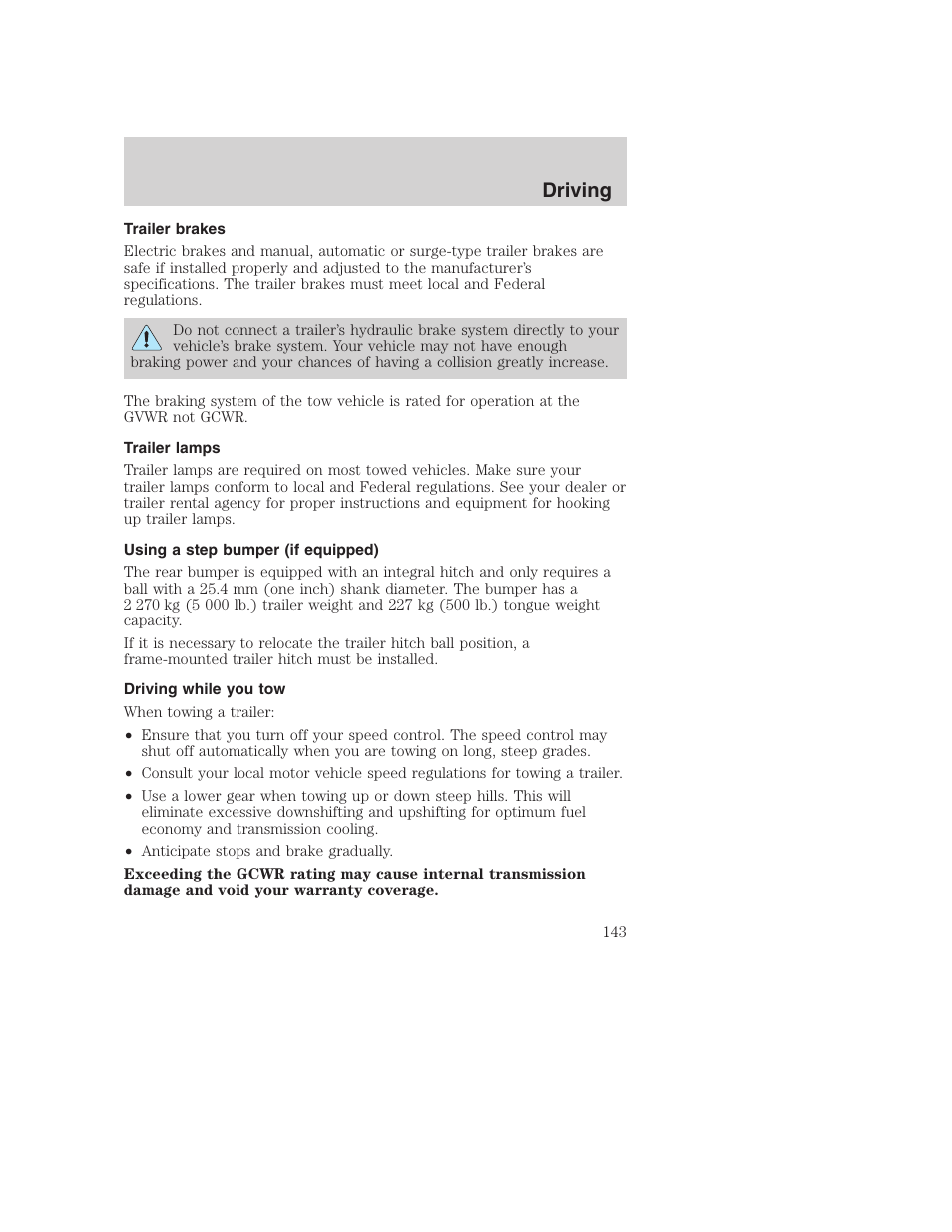 Driving | FORD 2001 Excursion v.2 User Manual | Page 143 / 248