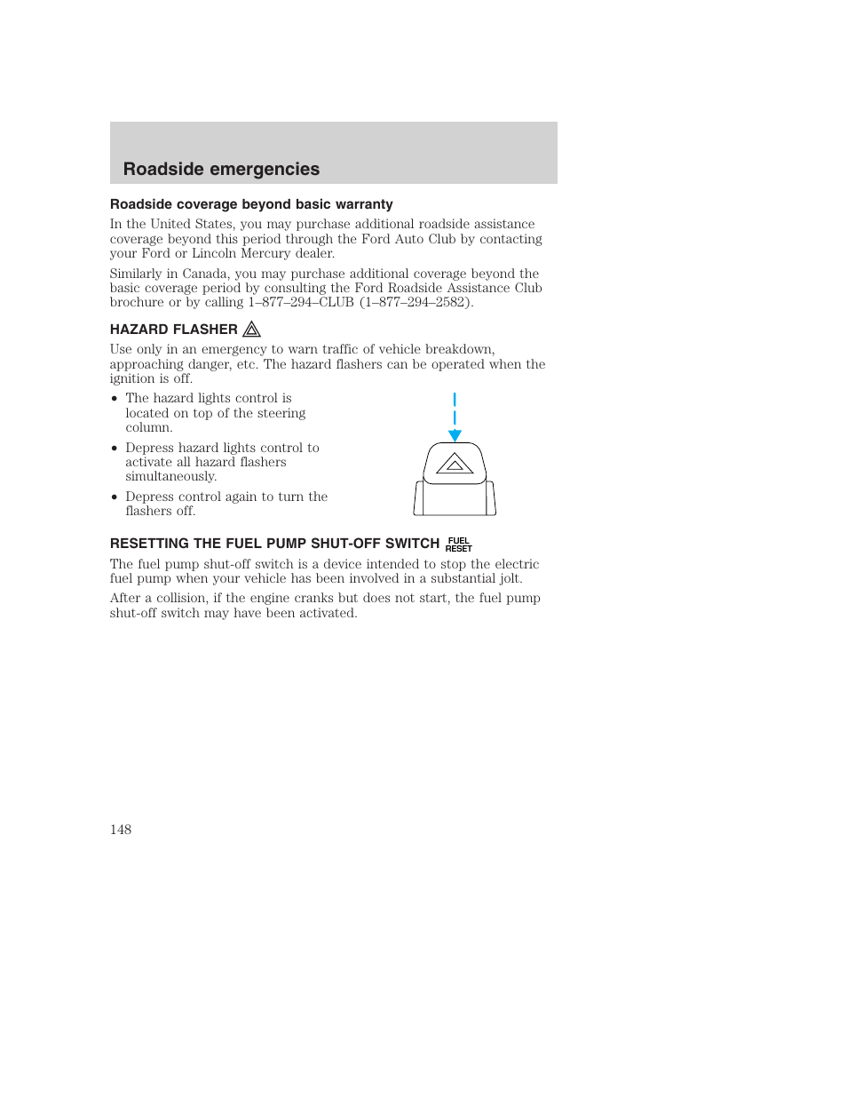 Roadside emergencies | FORD 2001 Excursion v.2 User Manual | Page 148 / 248