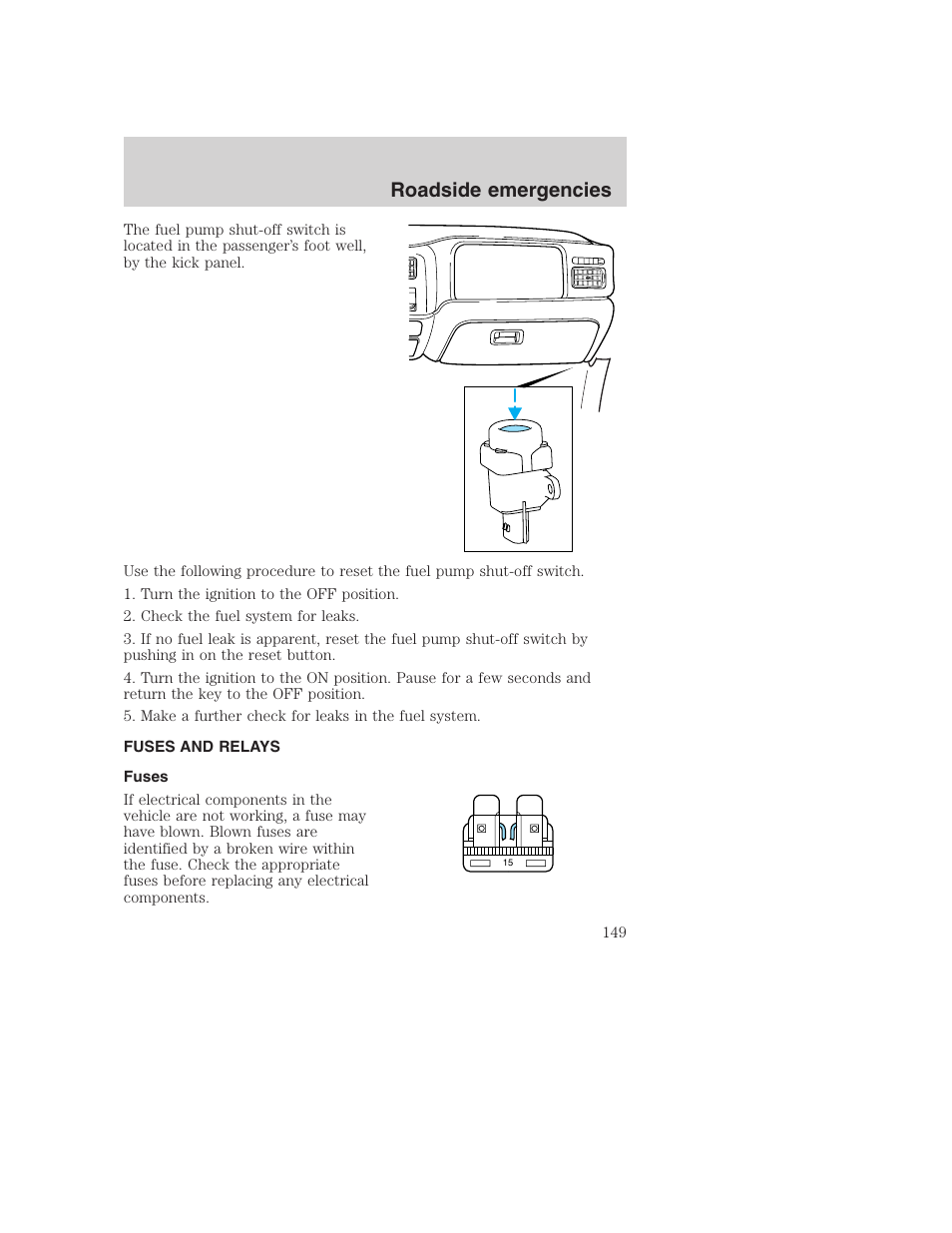 Roadside emergencies | FORD 2001 Excursion v.2 User Manual | Page 149 / 248