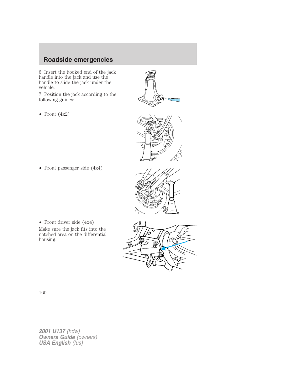 Roadside emergencies | FORD 2001 Excursion v.2 User Manual | Page 160 / 248