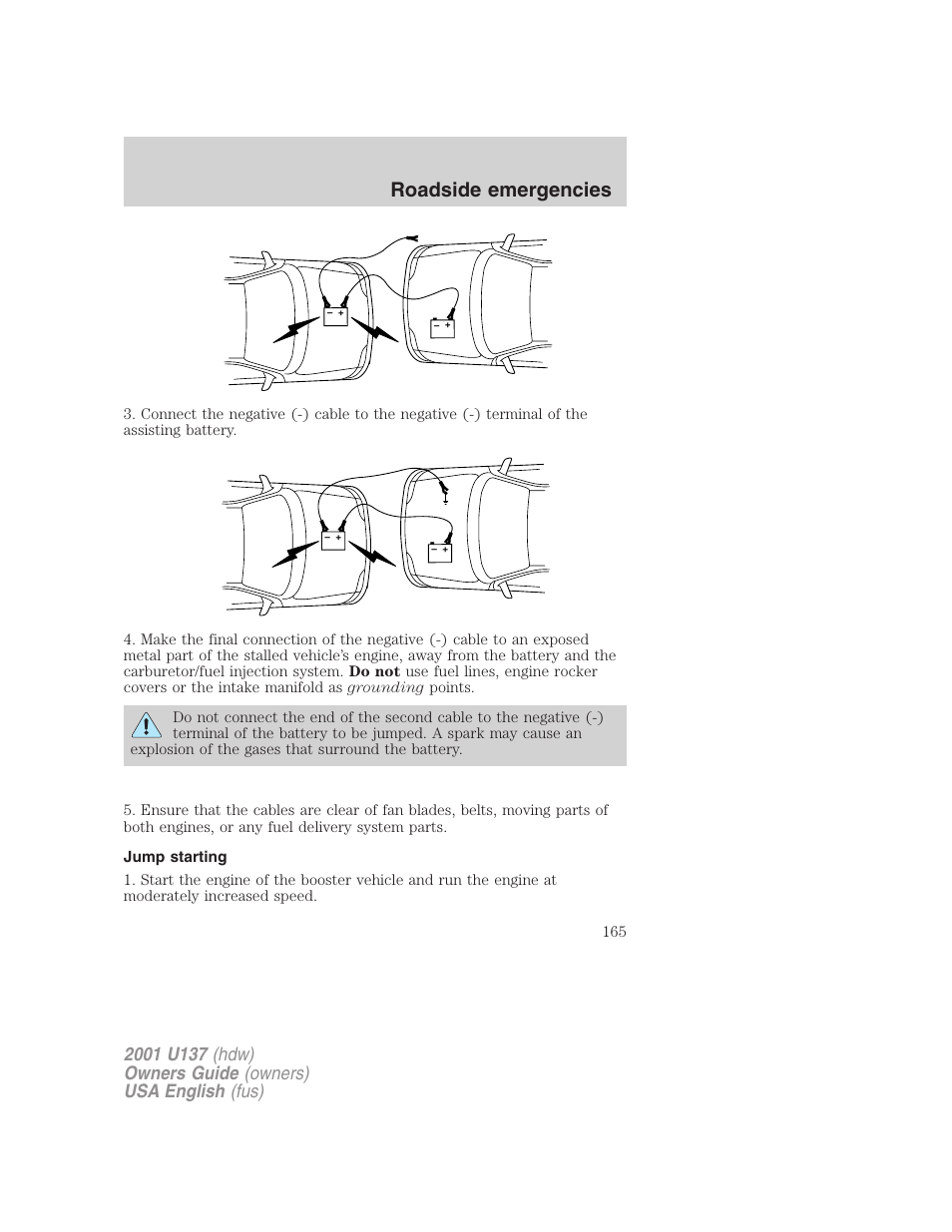 Roadside emergencies | FORD 2001 Excursion v.2 User Manual | Page 165 / 248