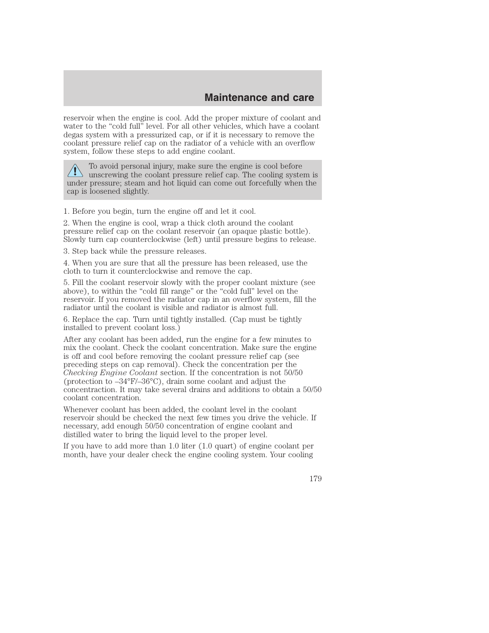 Maintenance and care | FORD 2001 Excursion v.2 User Manual | Page 179 / 248