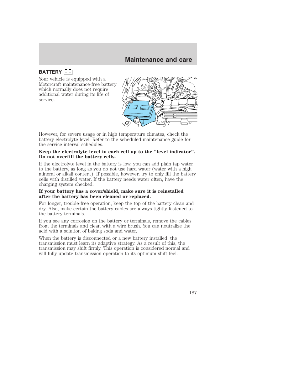 Maintenance and care | FORD 2001 Excursion v.2 User Manual | Page 187 / 248