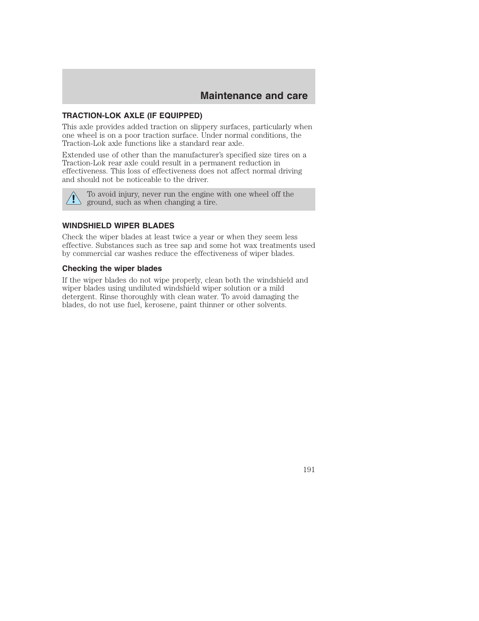 Maintenance and care | FORD 2001 Excursion v.2 User Manual | Page 191 / 248