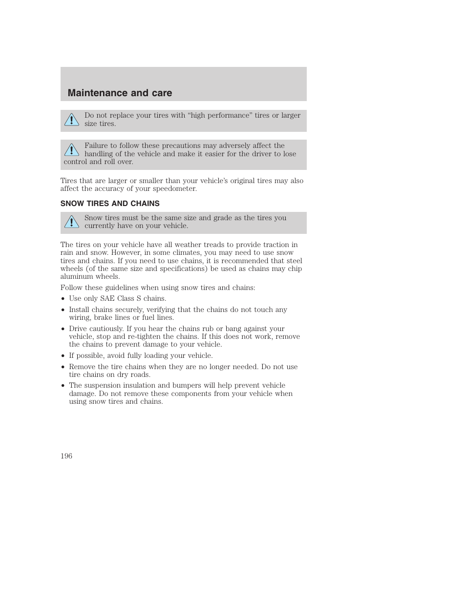 Maintenance and care | FORD 2001 Excursion v.2 User Manual | Page 196 / 248