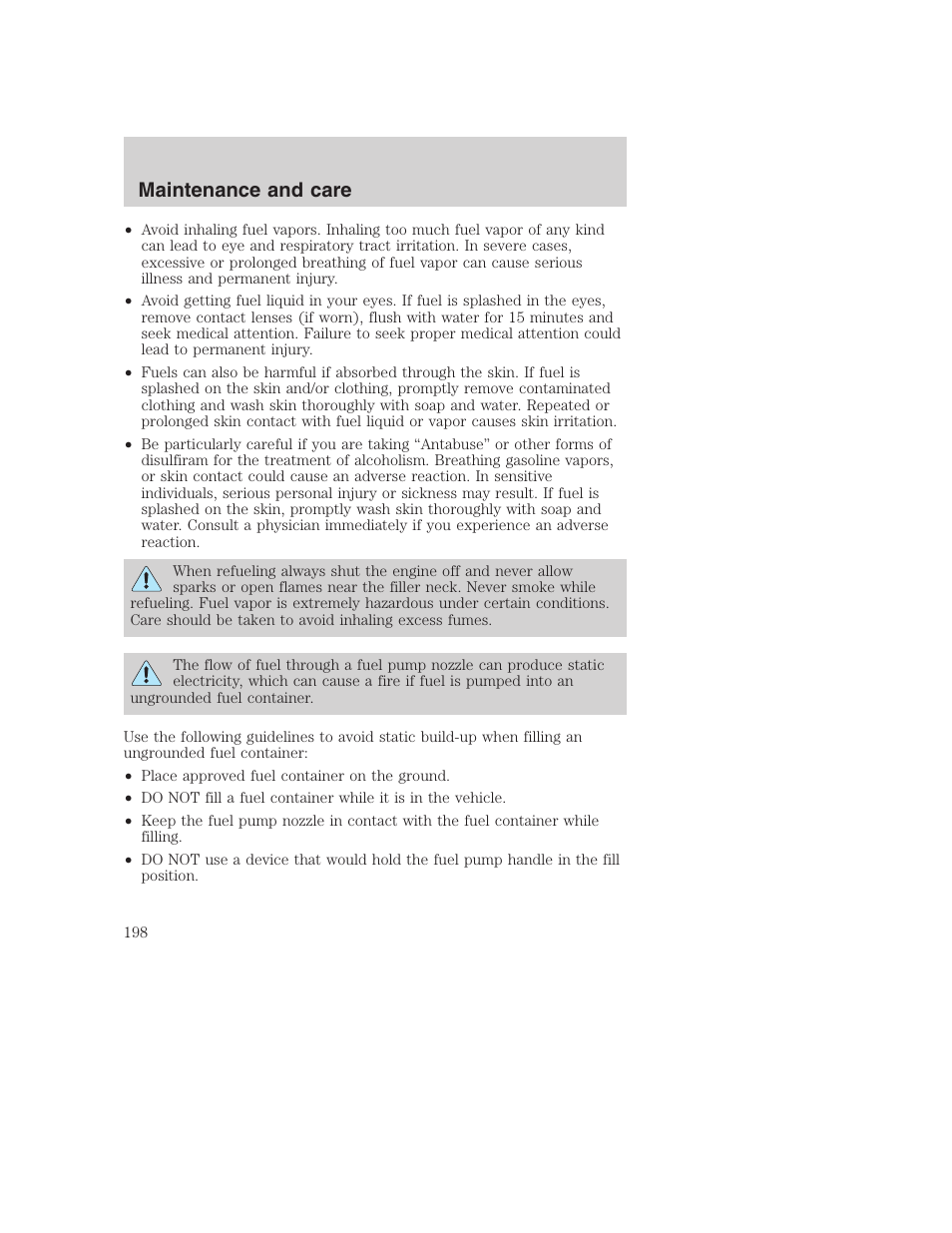 Maintenance and care | FORD 2001 Excursion v.2 User Manual | Page 198 / 248