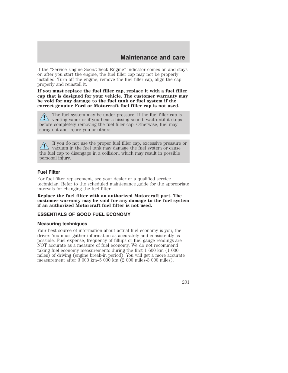 Maintenance and care | FORD 2001 Excursion v.2 User Manual | Page 201 / 248