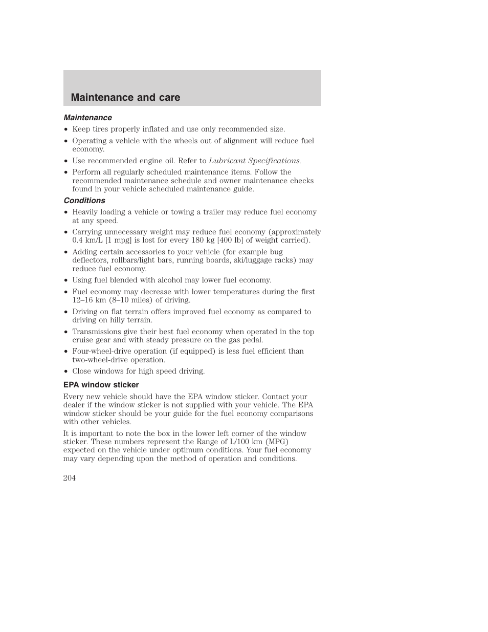 Maintenance and care | FORD 2001 Excursion v.2 User Manual | Page 204 / 248