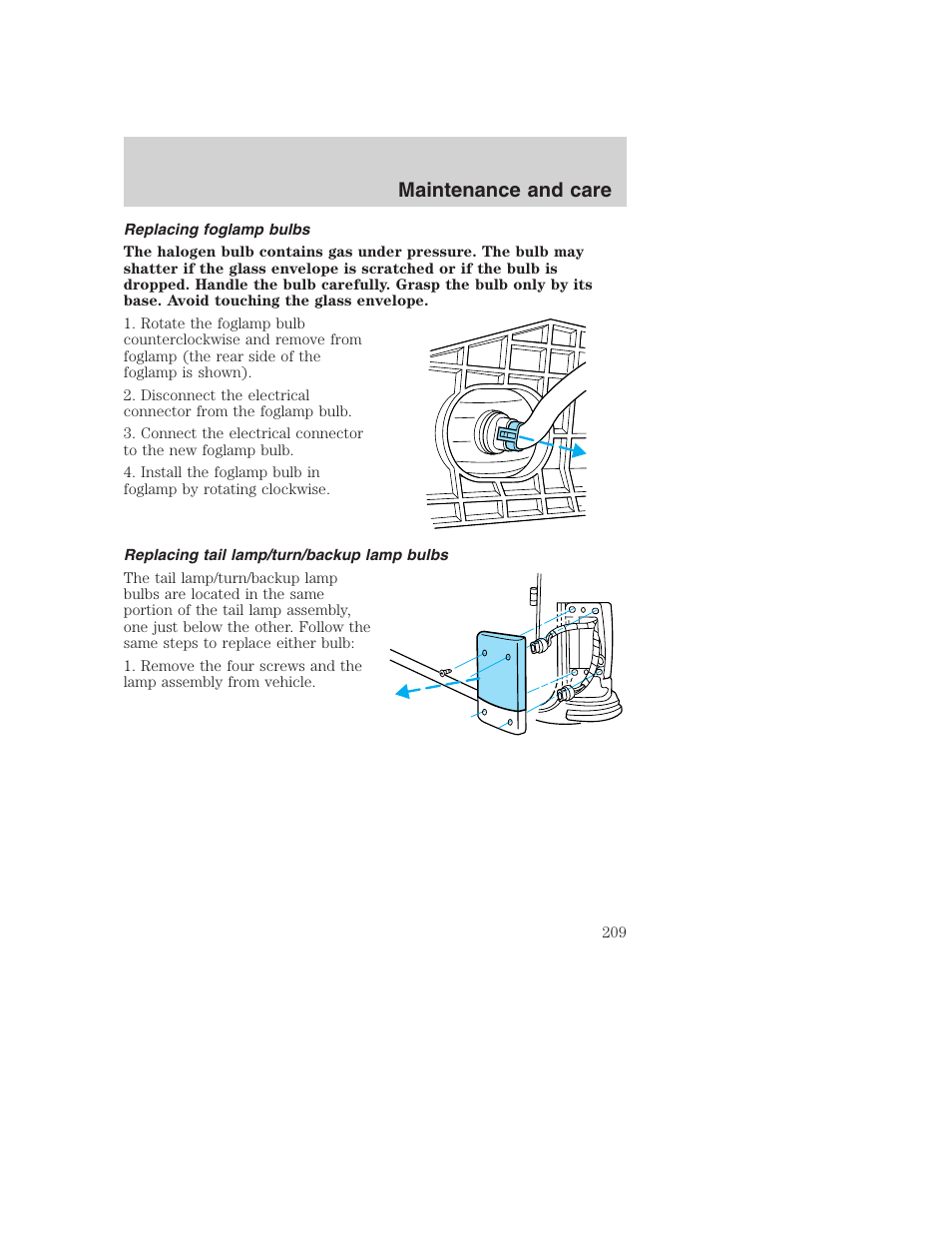 Maintenance and care | FORD 2001 Excursion v.2 User Manual | Page 209 / 248